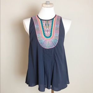 Anthropologie Ranna Gill Atoll Tank Embroidered